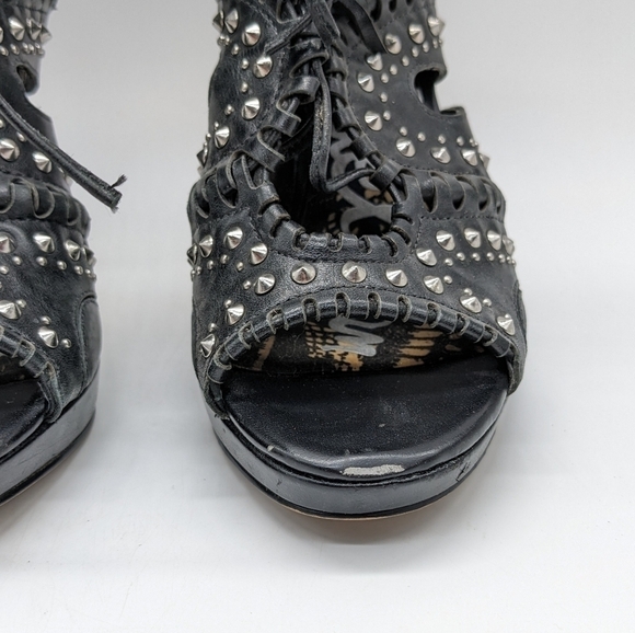 Sam Edelman Elyse black silver studded leather stiletto heel 5 - Picture 4 of 12